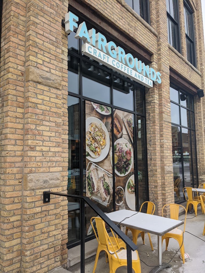 Storefront of Fairgrounds Craft Coffee and Tea, specialty coffee shop in Minneapolis