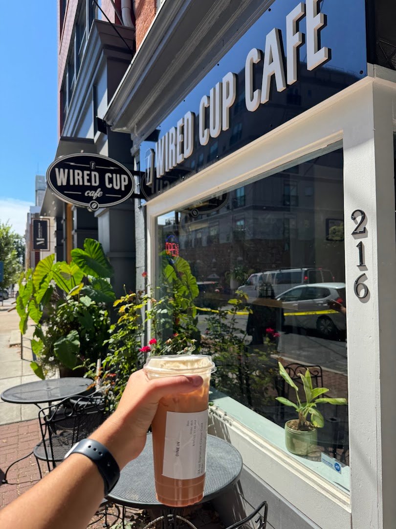 Storefront of Wired Cup Cafe, specialty coffee shop in Lancaster