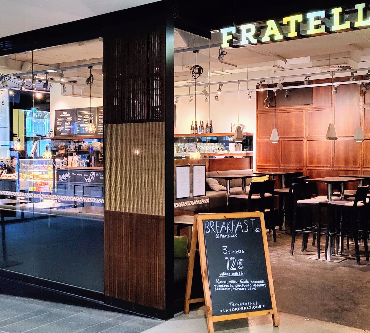 Interior of Fratello Torrefazione, specialty coffee shop in Helsinki