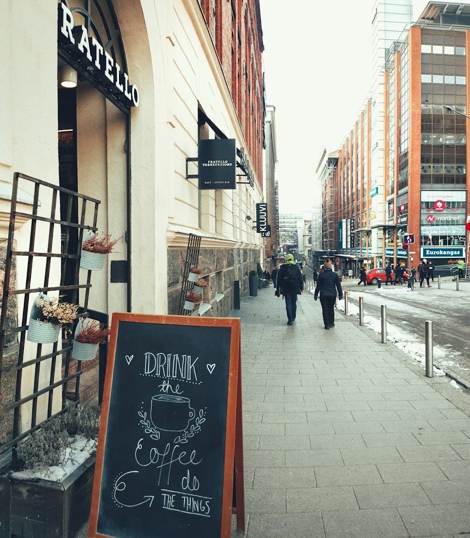 Storefront of Fratello Torrefazione, specialty coffee shop in Helsinki