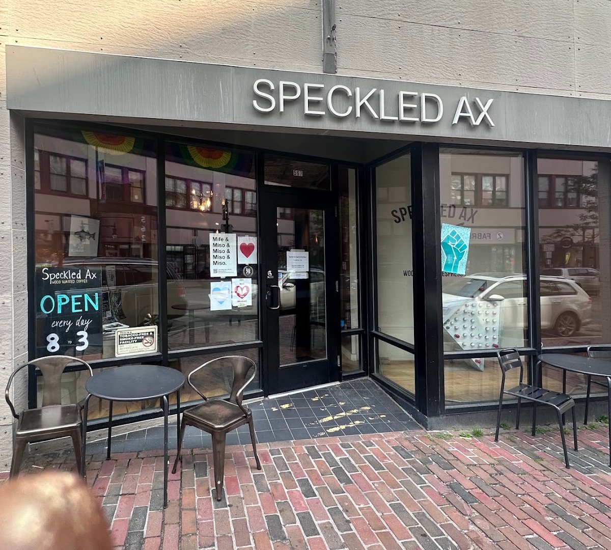 Storefront of Speckled Ax, specialty coffee shop in Portland