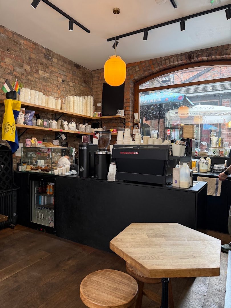 Interior of Just Between Friends Coffee, specialty coffee shop in Manchester