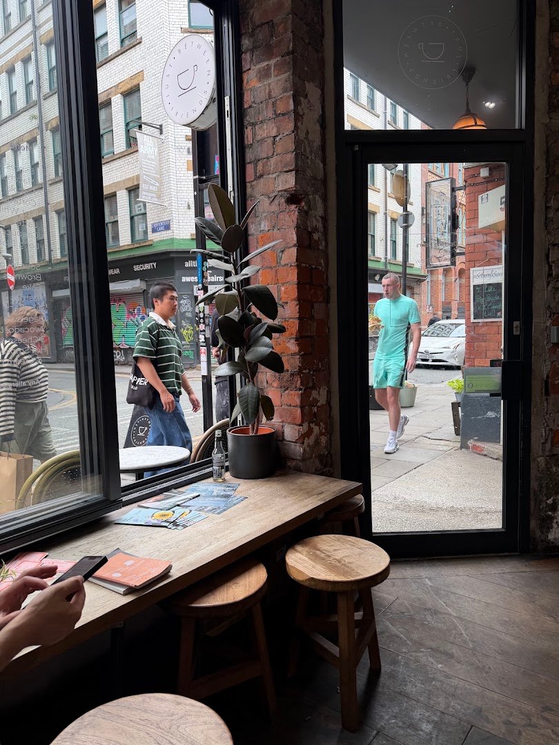 Interior of Just Between Friends Coffee, specialty coffee shop in Manchester