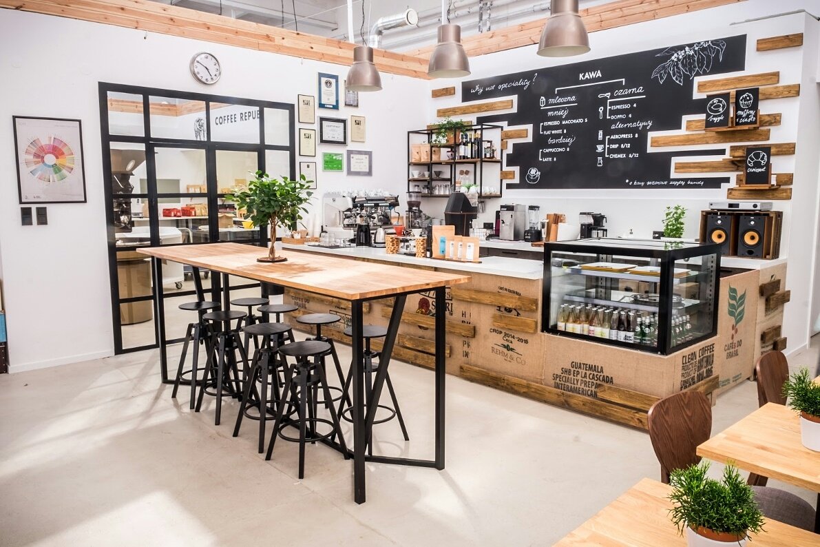 Interior of HAYB Speciality Coffee, specialty coffee shop in Warsaw