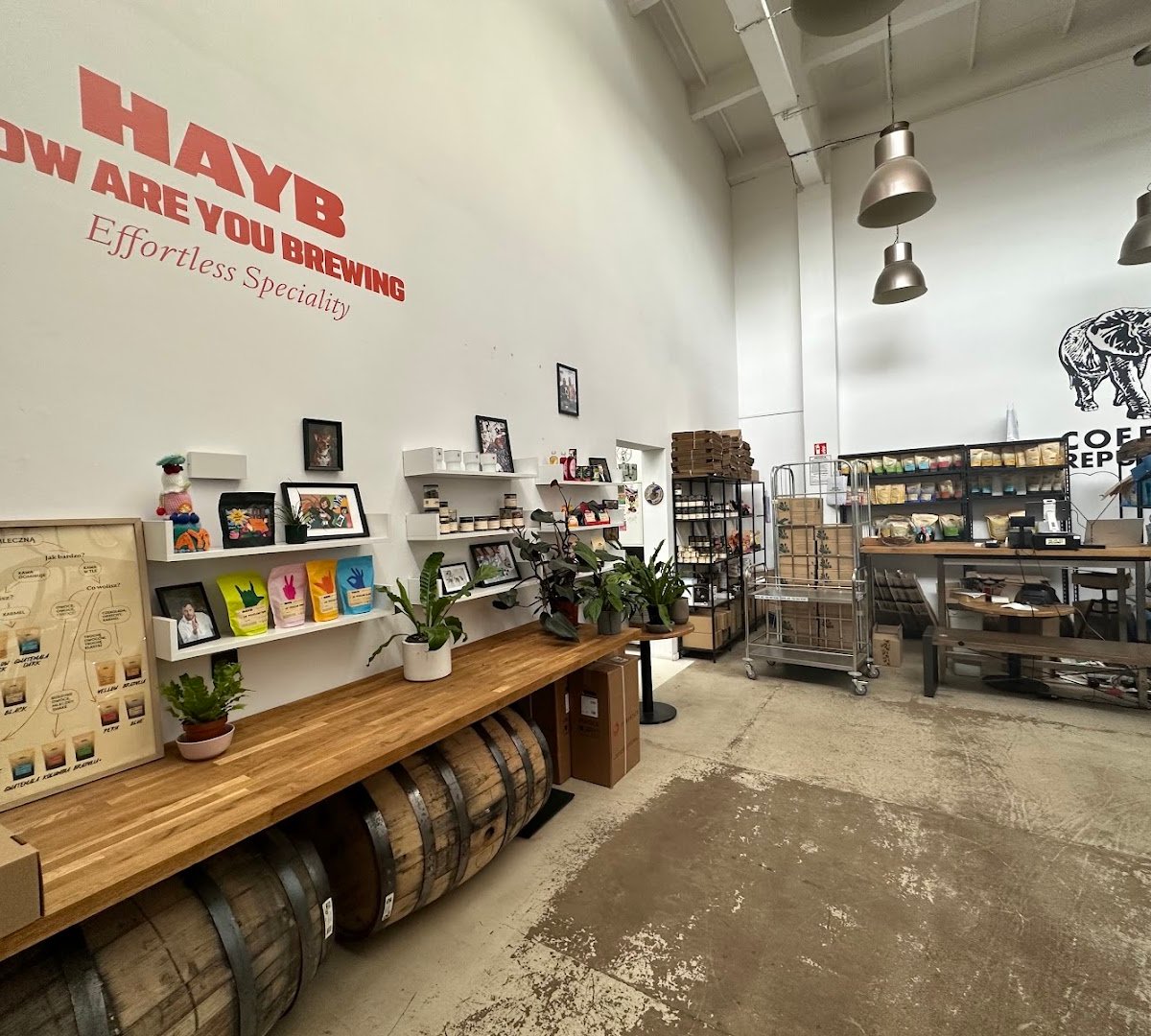 Interior of HAYB Speciality Coffee, specialty coffee shop in Warsaw