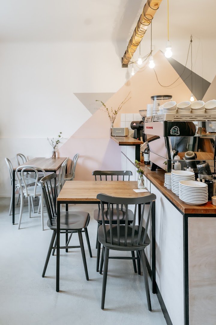 Interior of Café Jen, specialty coffee shop in Prague
