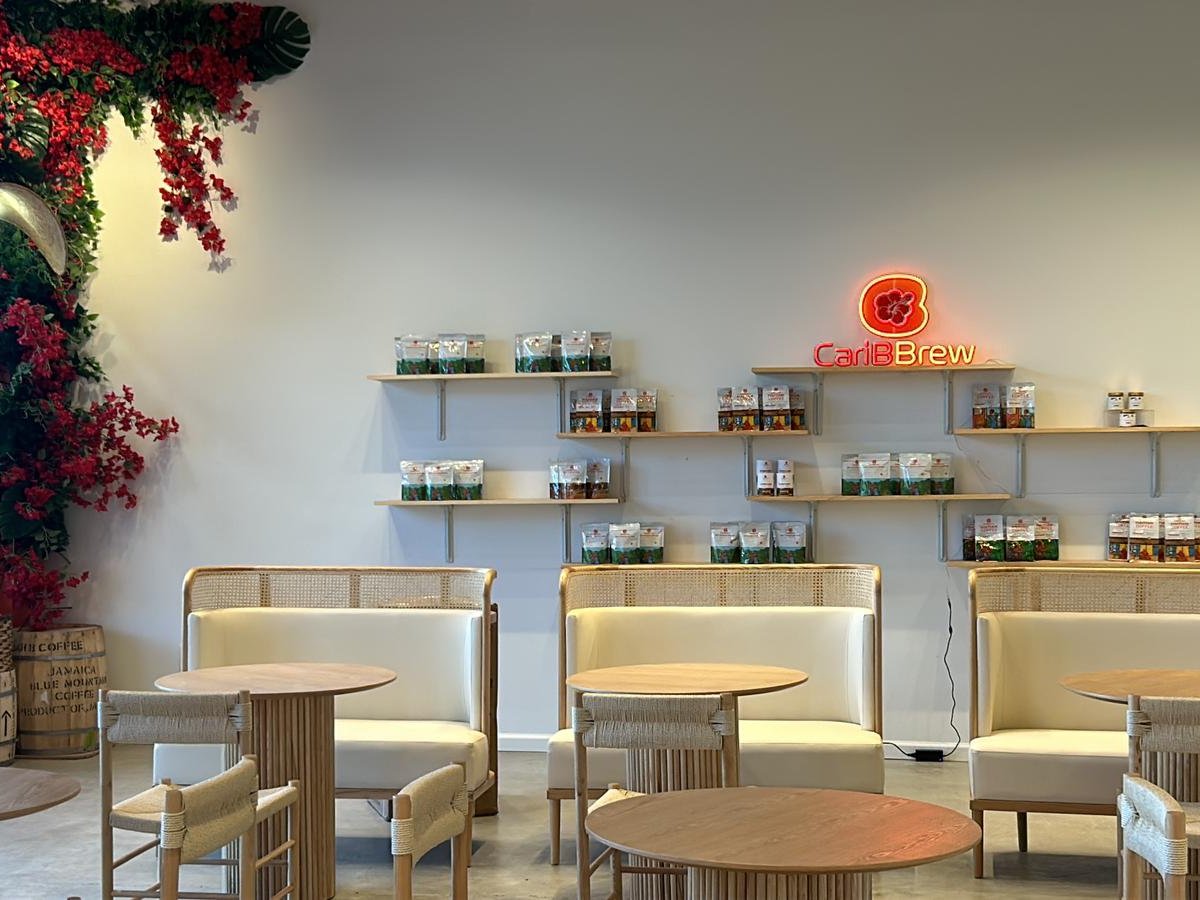 Interior of Caribbrew Café, specialty coffee shop in Newark