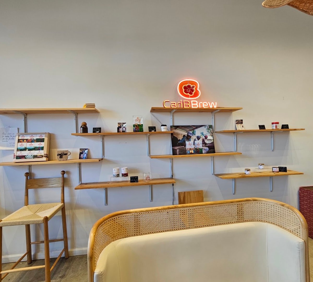 Interior of Caribbrew Café, specialty coffee shop in Newark