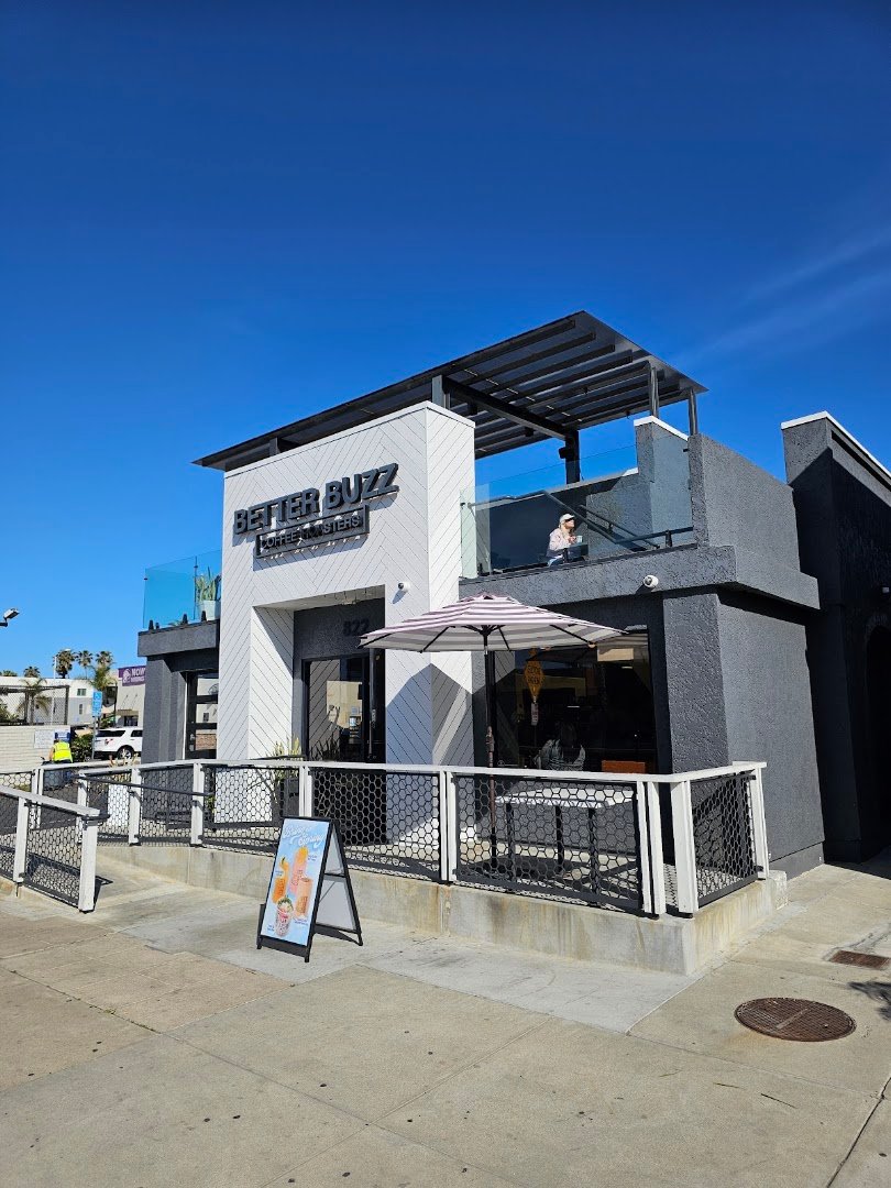 Storefront of Better Buzz Coffee Pacific Beach Grand, specialty coffee shop in San Diego