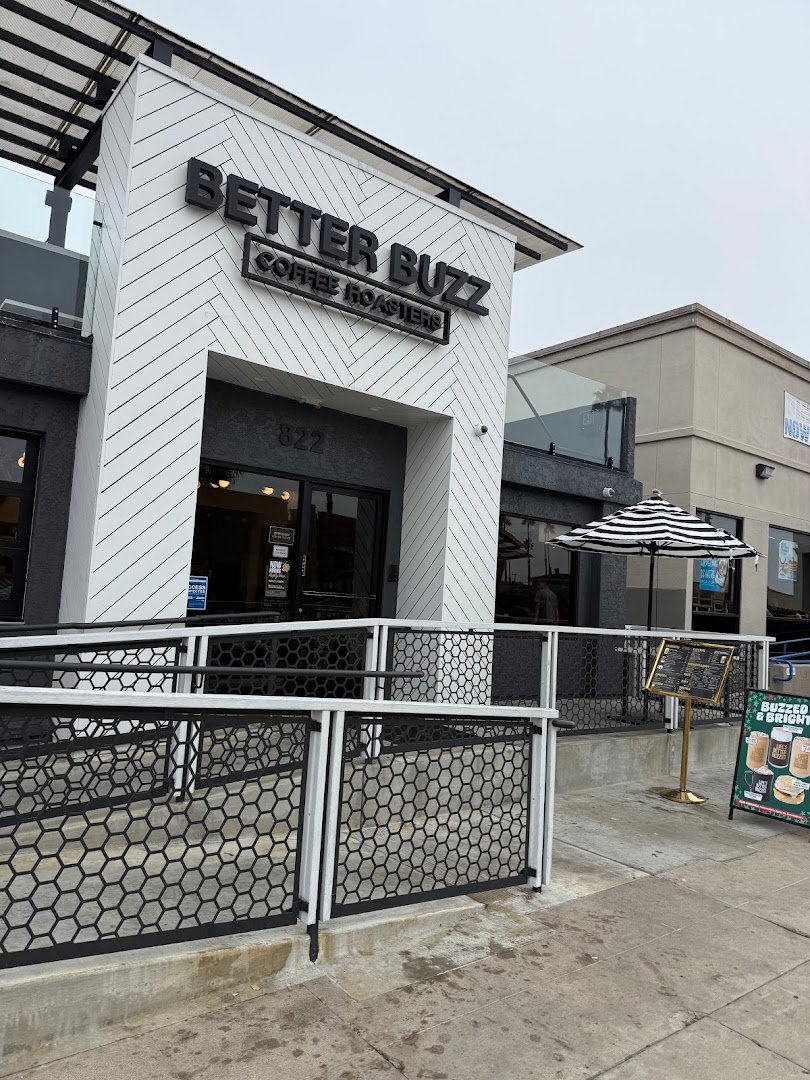 Storefront of Better Buzz Coffee Pacific Beach Grand, specialty coffee shop in San Diego