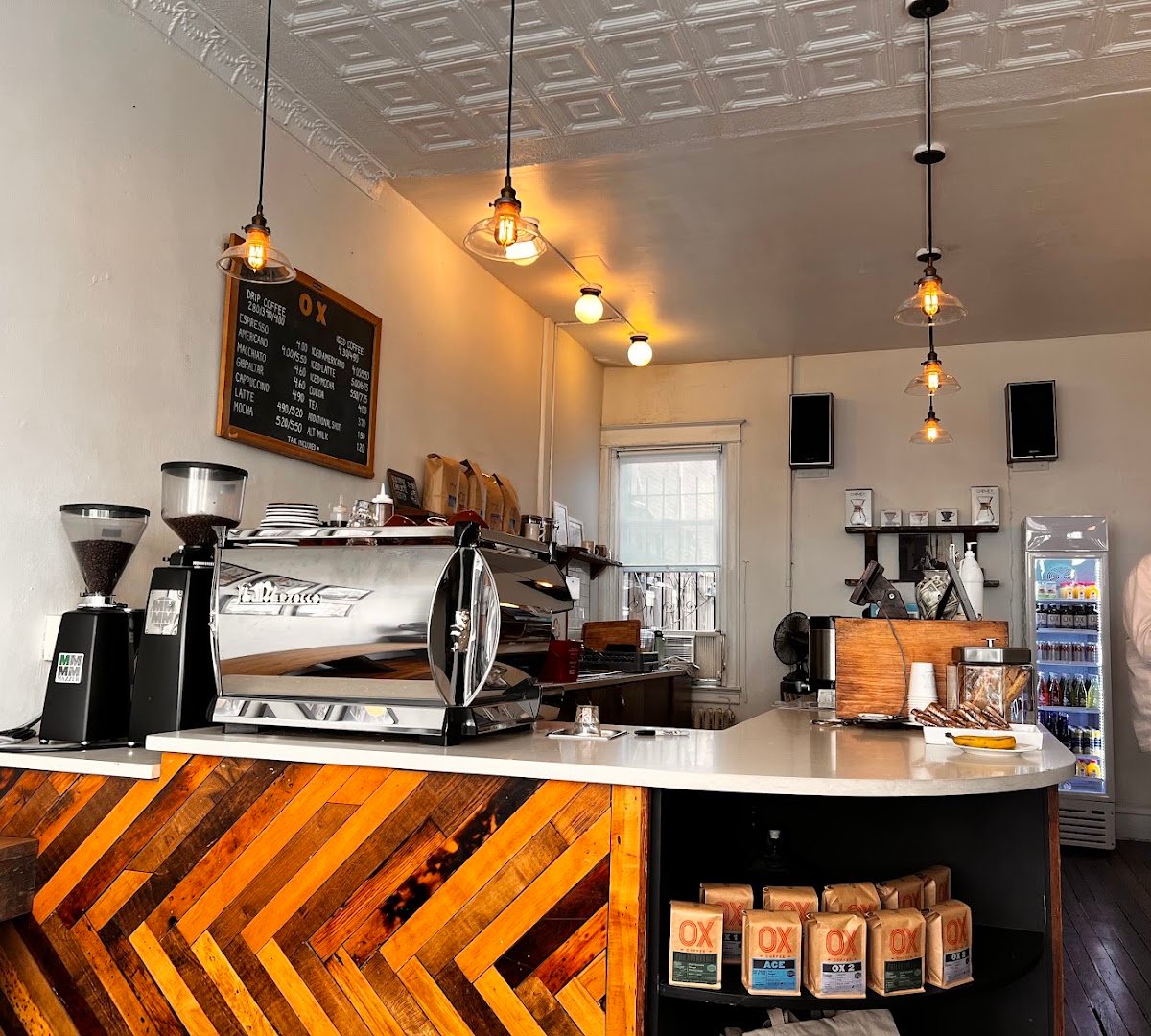 Interior of Ox Coffee, specialty coffee shop in Philadelphia