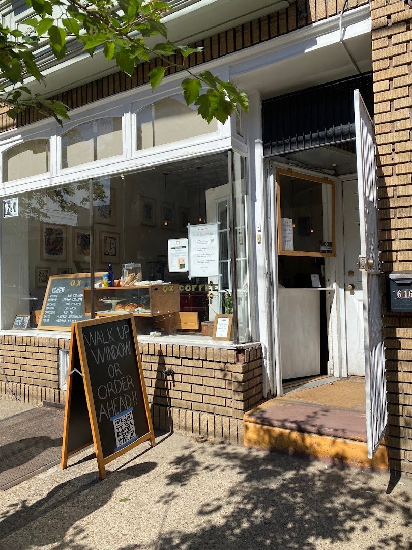 Storefront of Ox Coffee, specialty coffee shop in Philadelphia