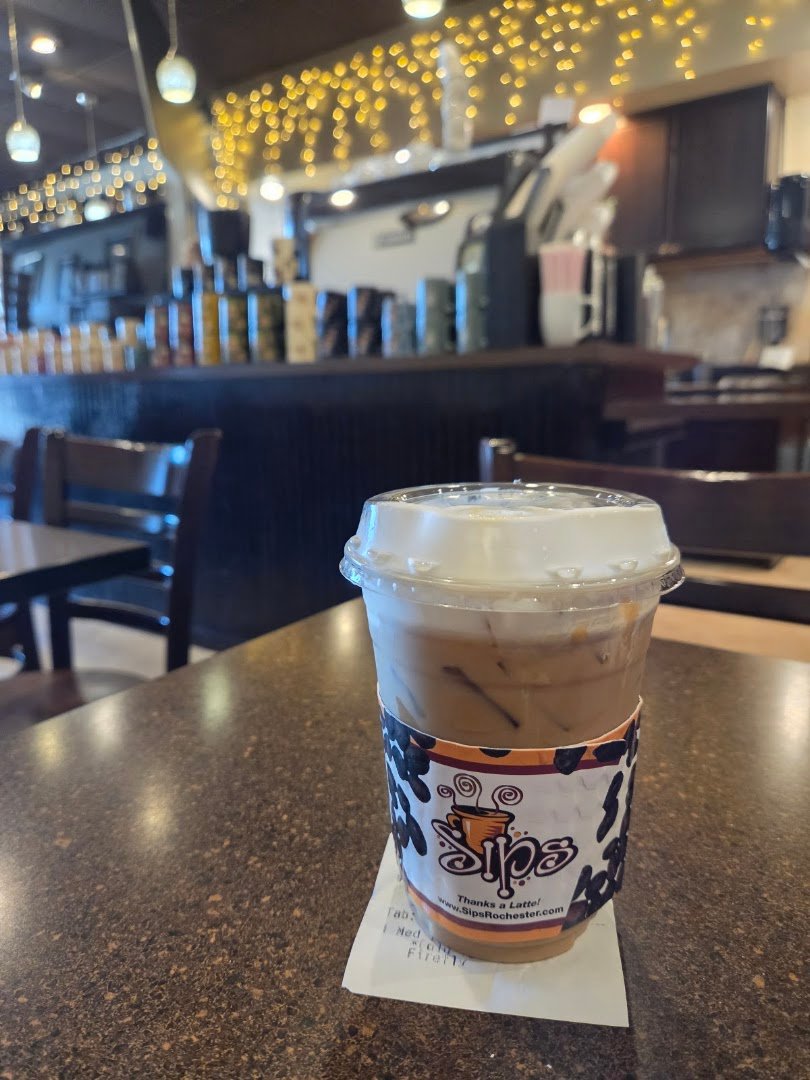 Coffee at Sips Coffee & Cafe, specialty coffee shop in Rochester