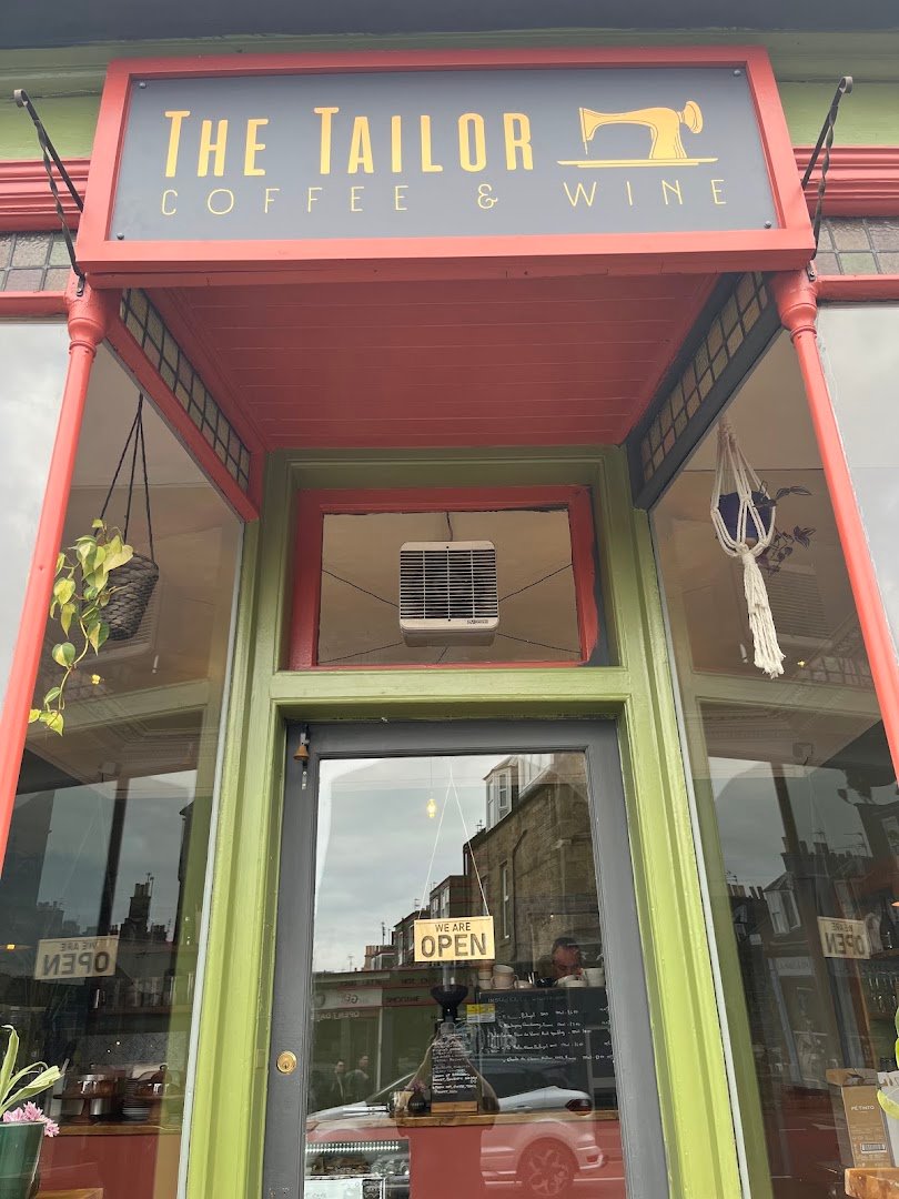 Storefront of The Tailor Cafe + Wine Bar, specialty coffee shop in Edinburgh