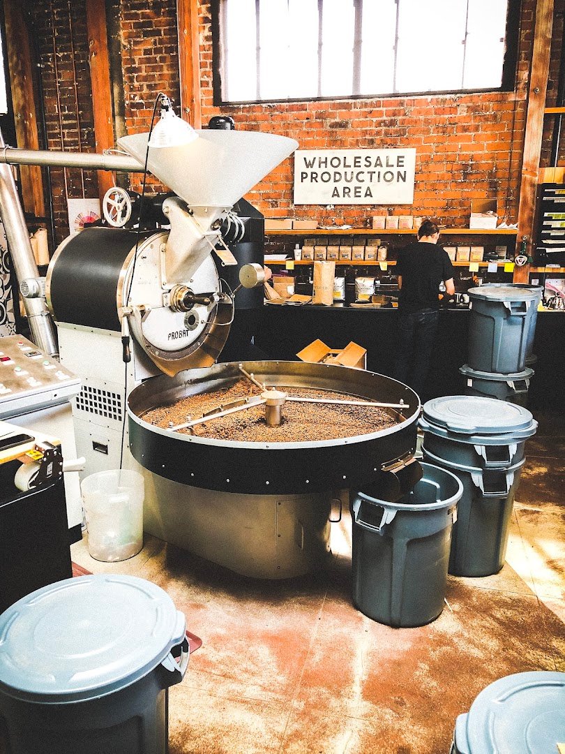 Interior of Handlebar Coffee Roasters, specialty coffee shop in Santa Barbara