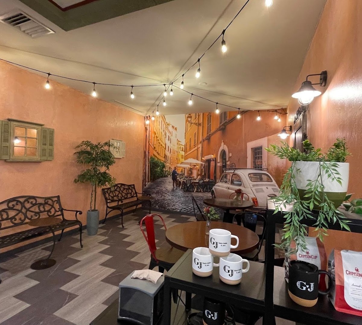 Interior of Gina's Gelato and Java, specialty coffee shop in Cleveland