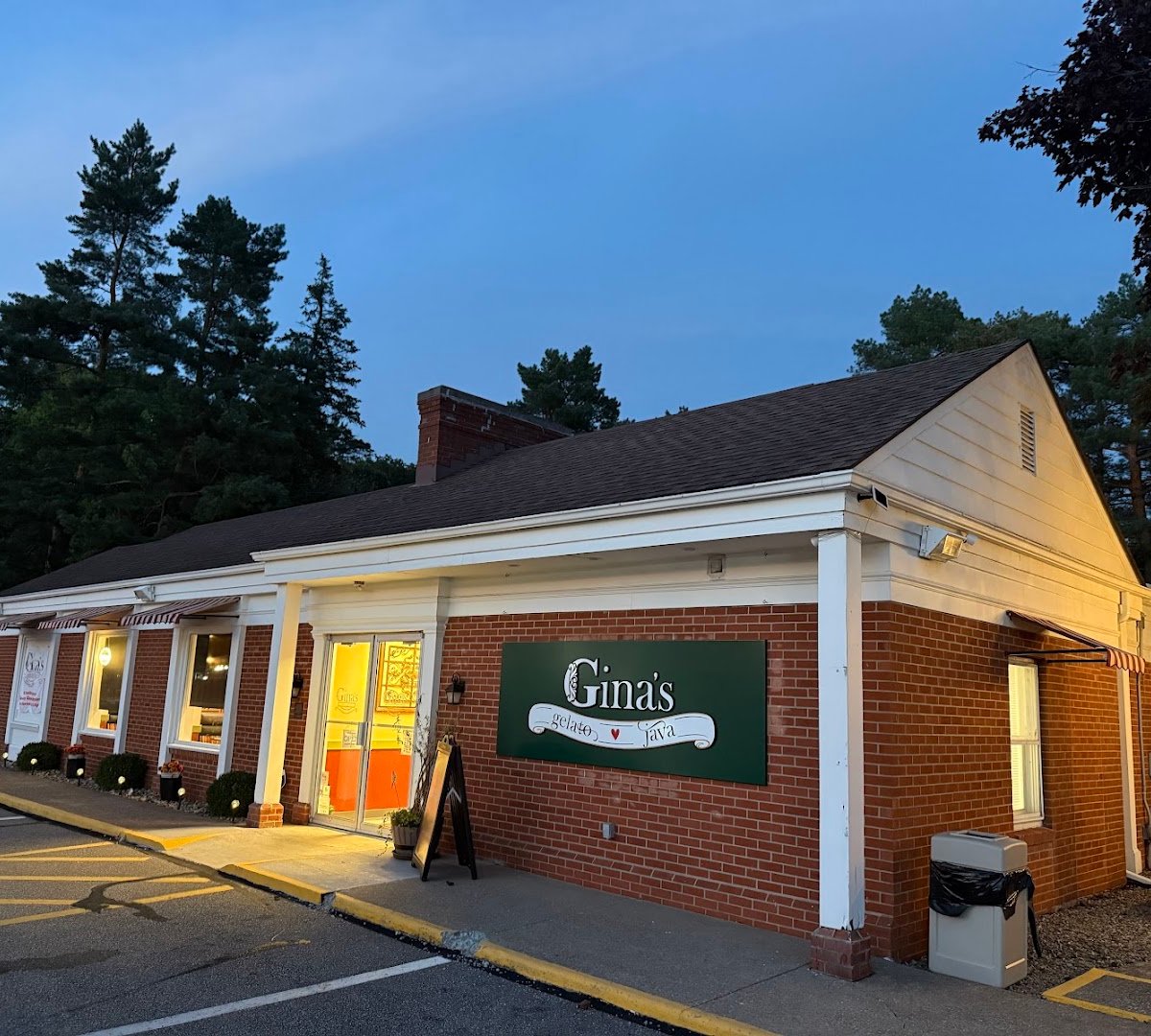 Storefront of Gina's Gelato and Java, specialty coffee shop in Cleveland