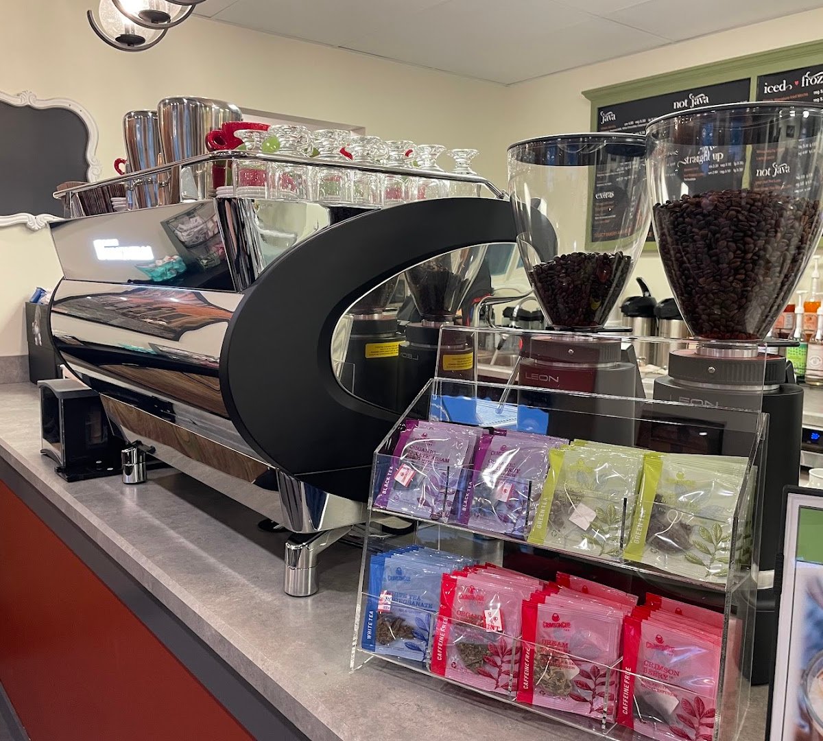Interior of Gina's Gelato and Java, specialty coffee shop in Cleveland