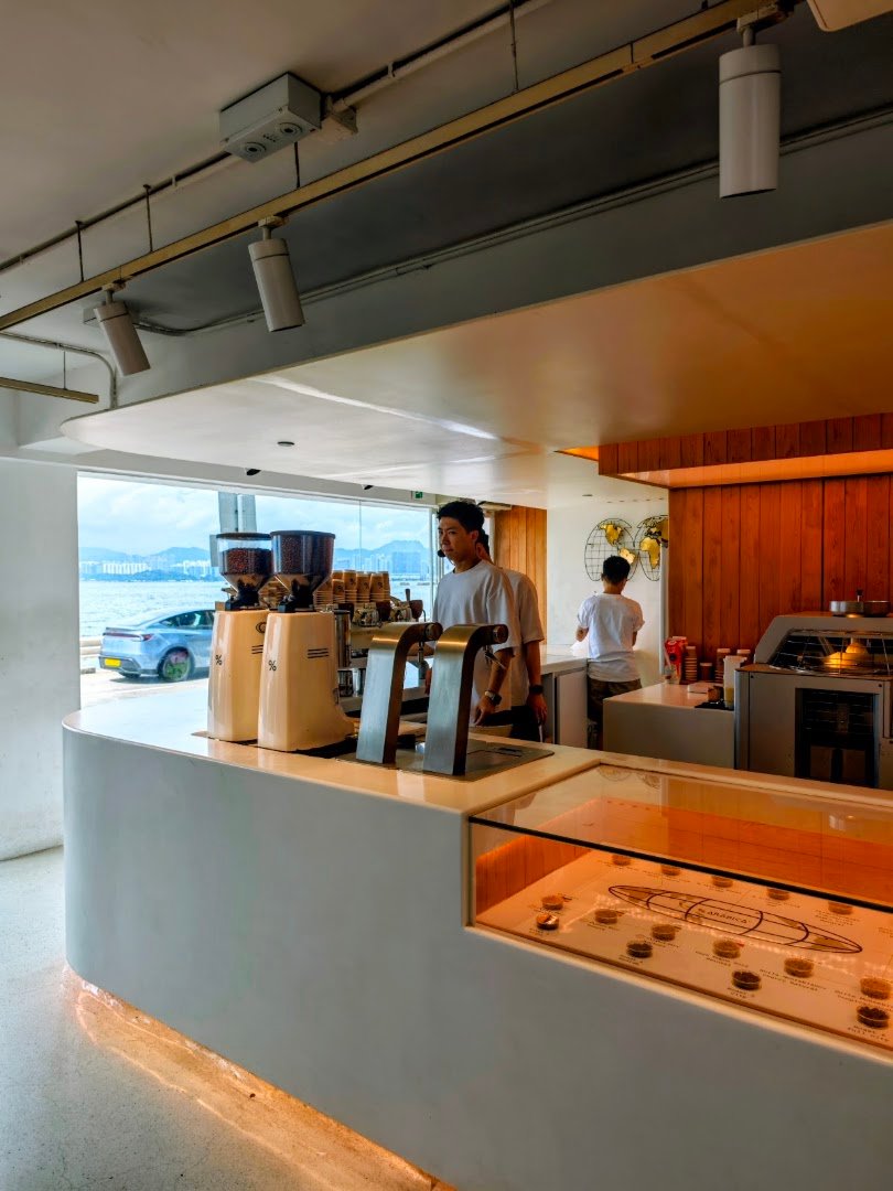 Interior of % Arabica, specialty coffee shop in Hong Kong