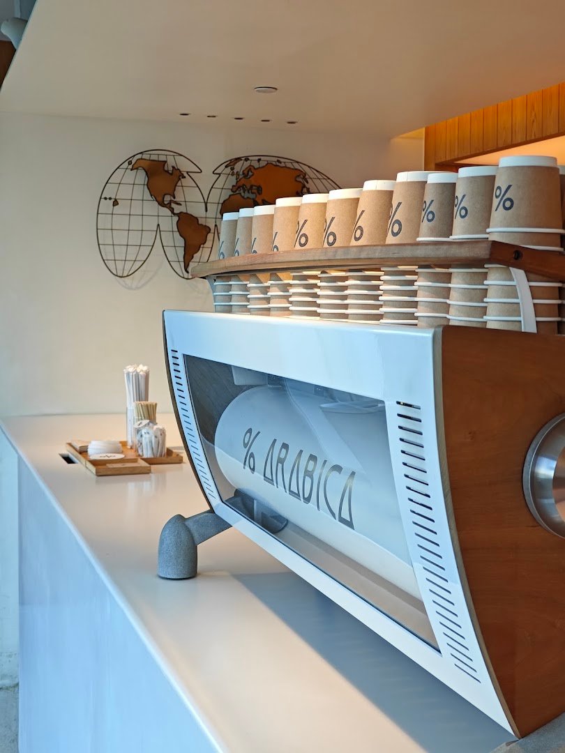 Interior of % Arabica, specialty coffee shop in Hong Kong