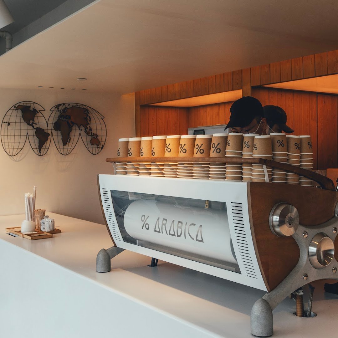 Interior of % Arabica, specialty coffee shop in Hong Kong