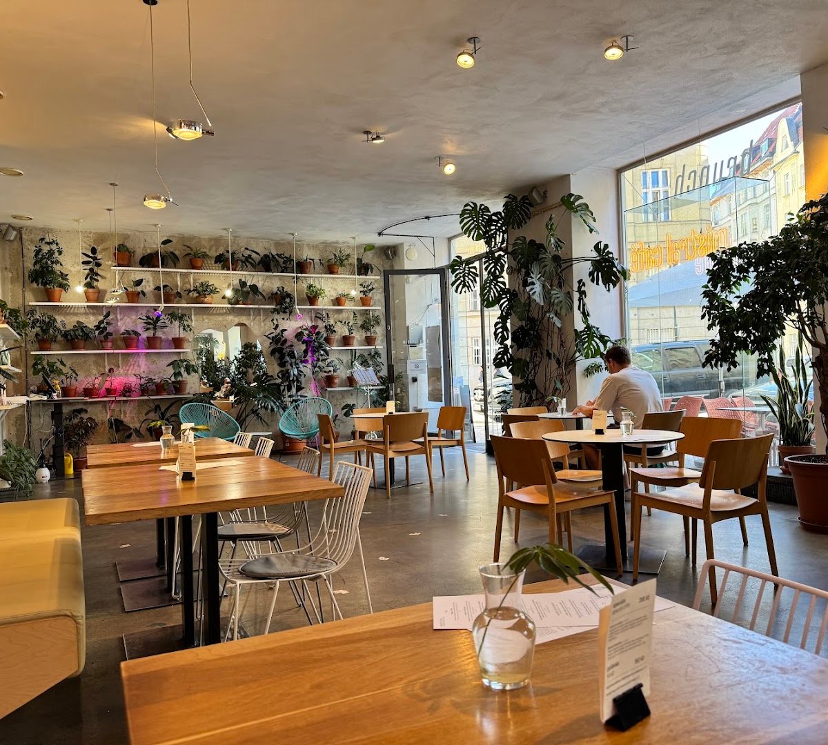 Interior of Mistral Cafe, specialty coffee shop in Prague