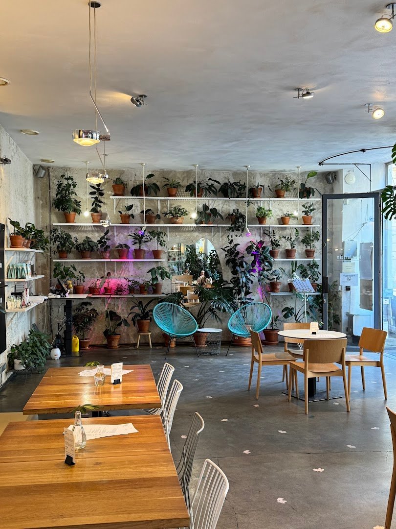 Interior of Mistral Cafe, specialty coffee shop in Prague