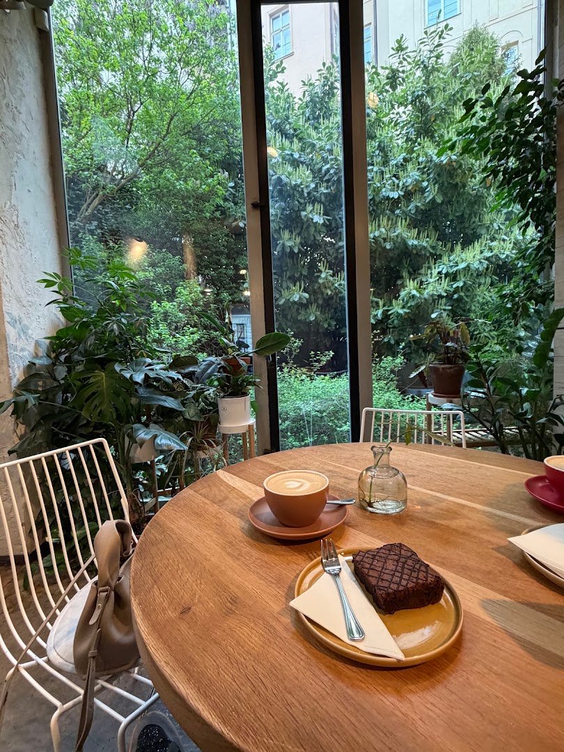 Interior of Mistral Cafe, specialty coffee shop in Prague