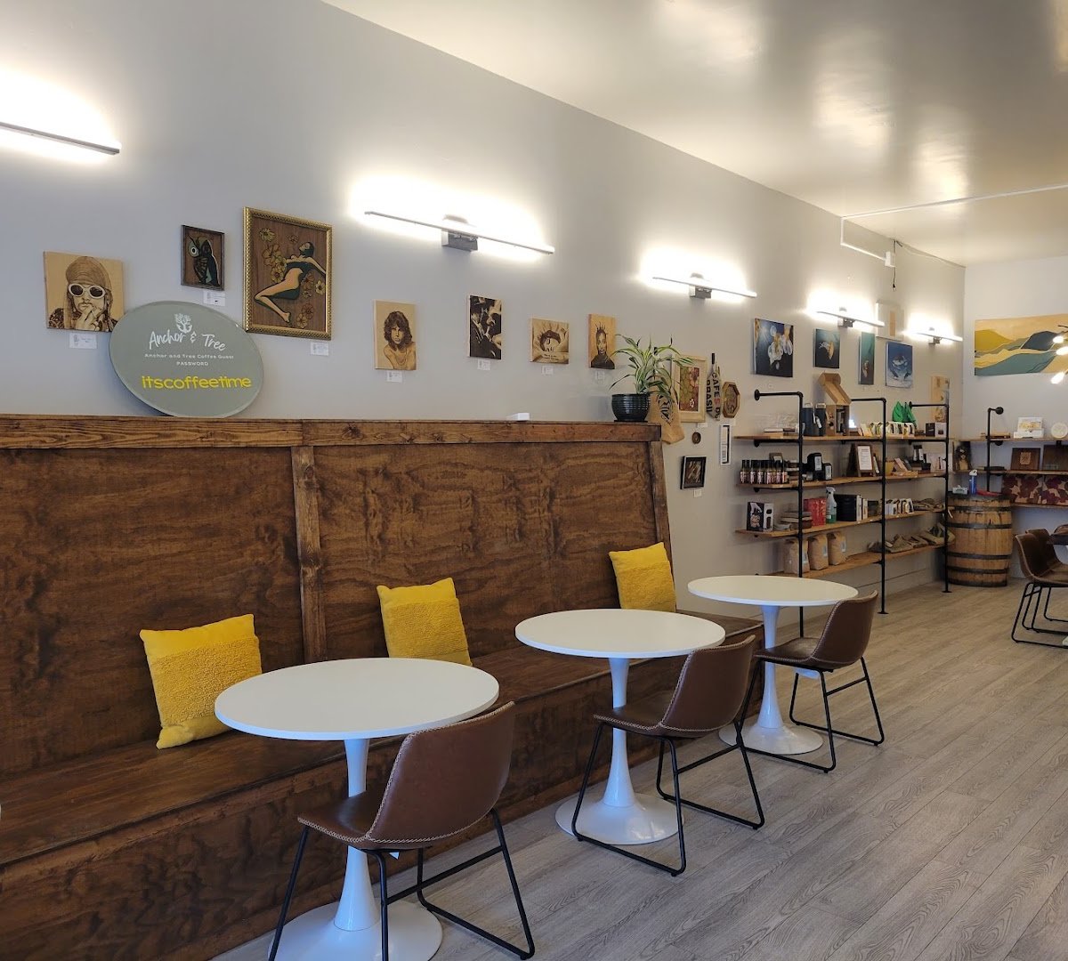 Interior of Anchor & Tree Coffee Roasting Co, specialty coffee shop in Sacramento