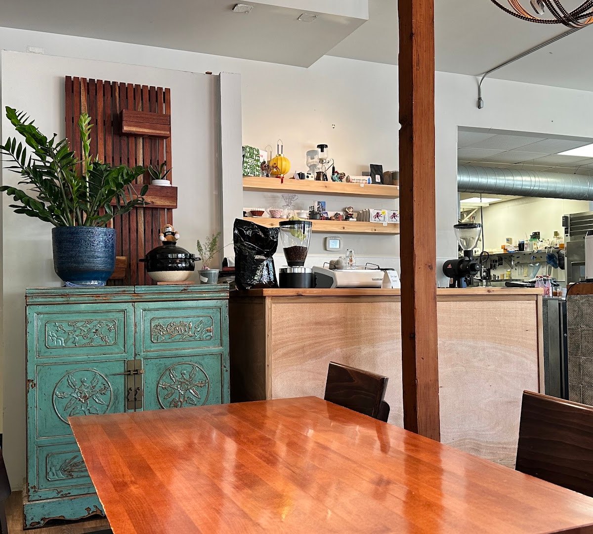 Interior of Red Coral Coffee, specialty coffee shop in Minneapolis