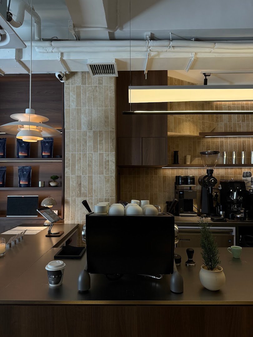 Interior of Moonary Coffee, specialty coffee shop in Hong Kong