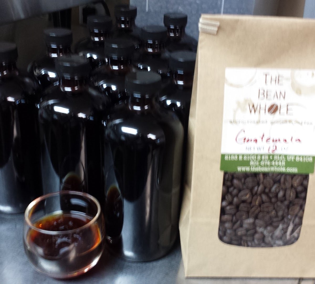 Coffee at The Bean Whole, specialty coffee shop in Salt Lake City