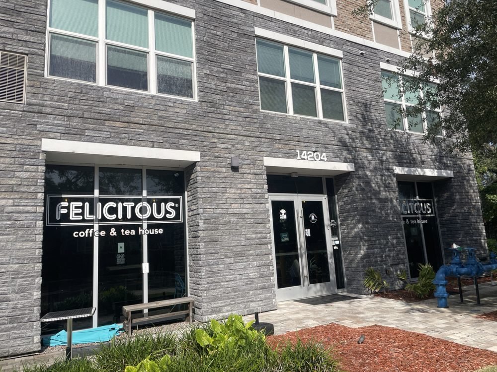 Storefront of Felicitous (on 42nd), specialty coffee shop in Tampa-St. Petersburg