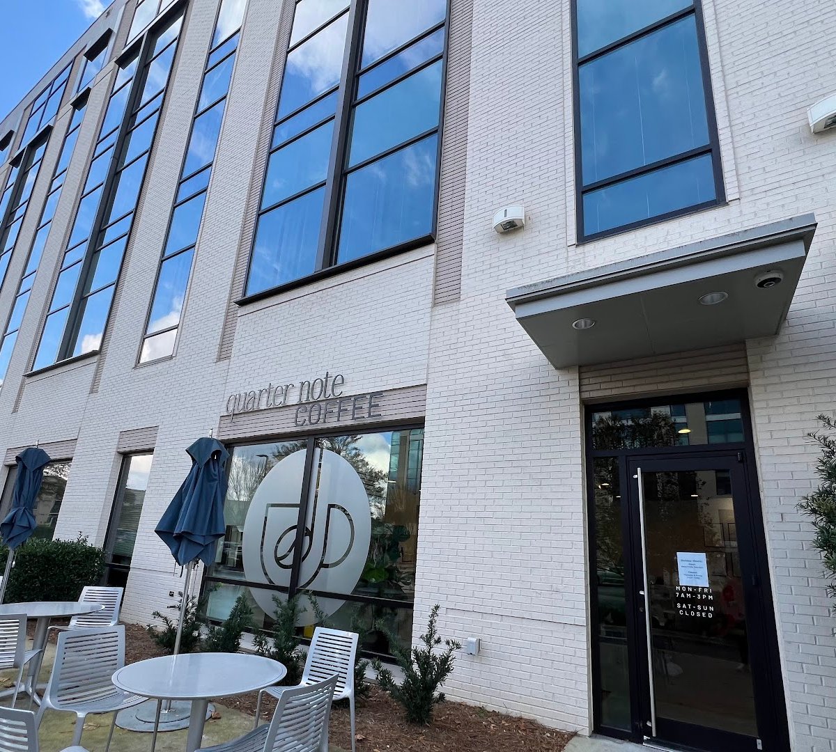 Storefront of Quarter Note Coffee, specialty coffee shop in Raleigh-Durham