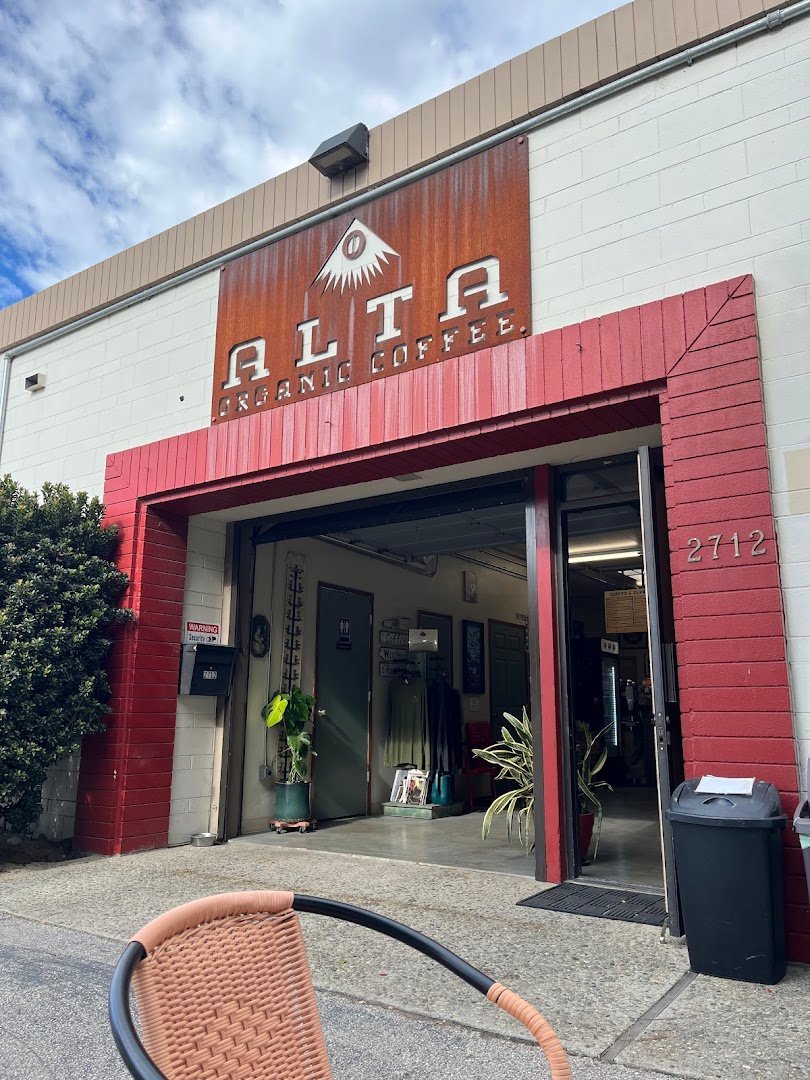 Storefront of Alta Organic Coffee Warehouse & Roasting Co., specialty coffee shop in Santa Cruz