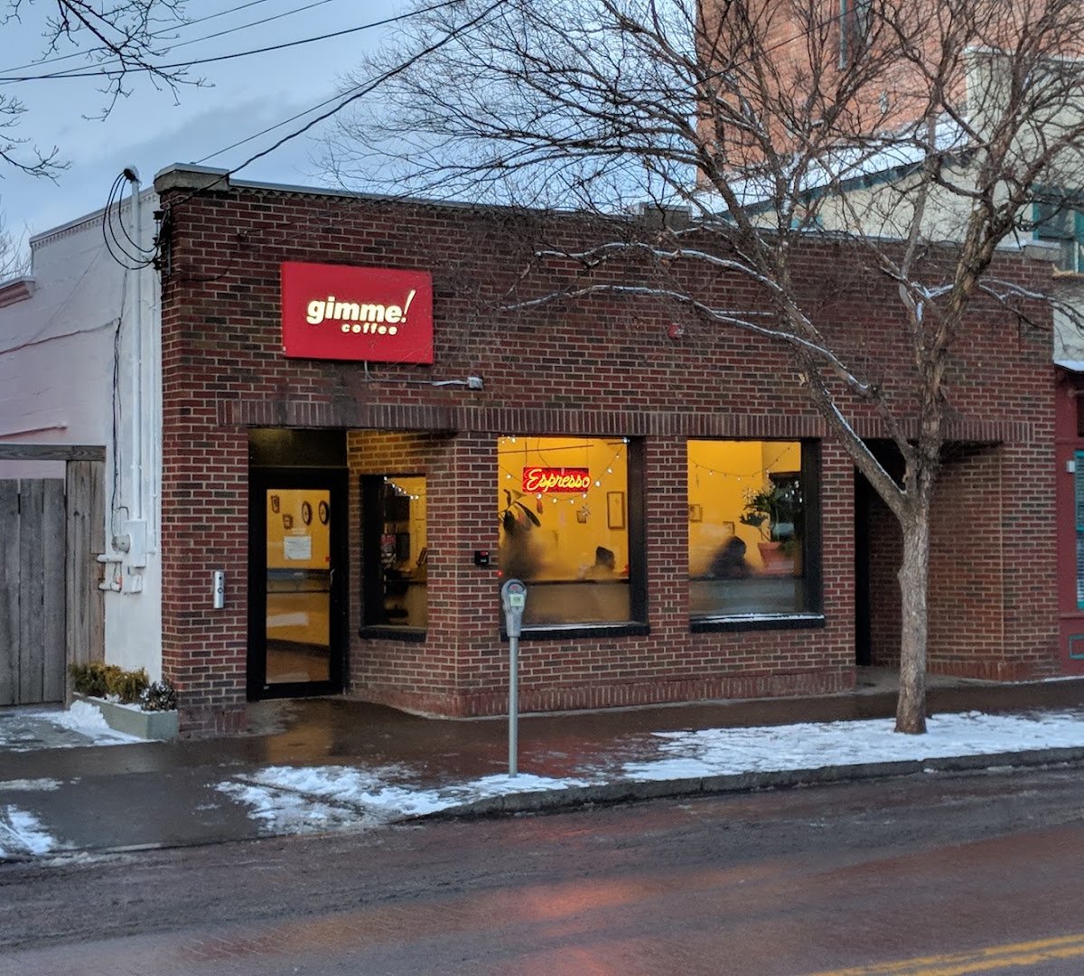 Storefront of Gimme! Coffee - MLK St., specialty coffee shop in Ithaca