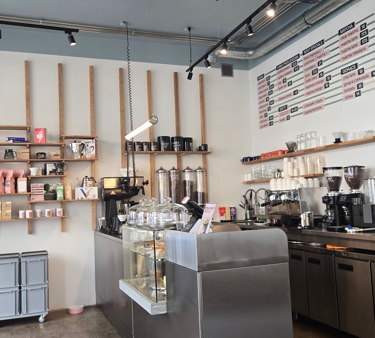Interior of ROST microroastery & café, specialty coffee shop in Warsaw