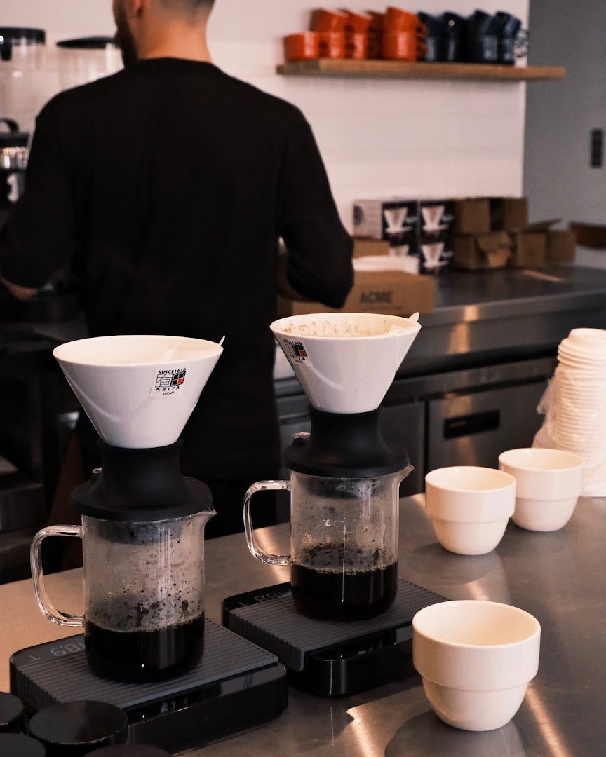Interior of ROST microroastery & café, specialty coffee shop in Warsaw