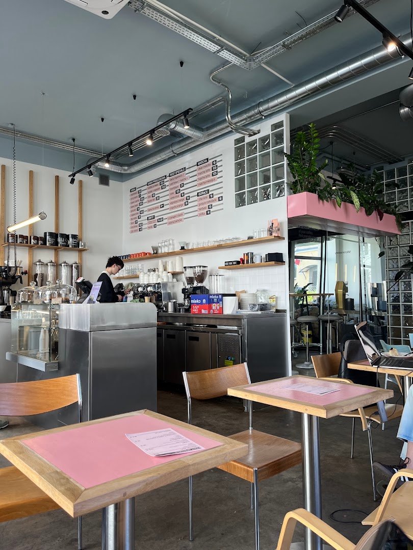 Interior of ROST microroastery & café, specialty coffee shop in Warsaw