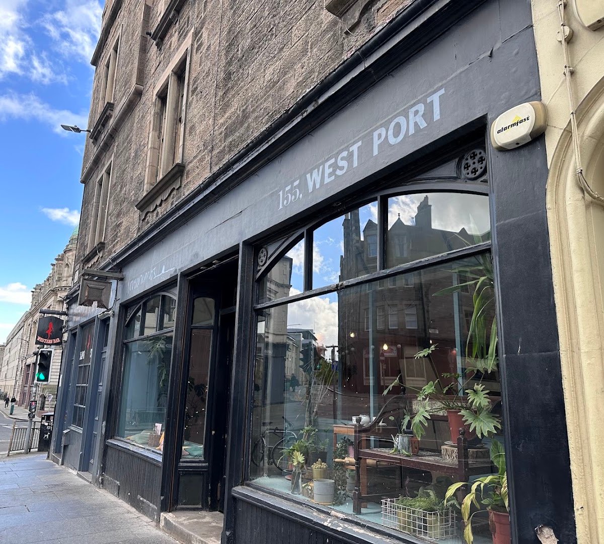 Storefront of Lovecrumbs West Port, specialty coffee shop in Edinburgh