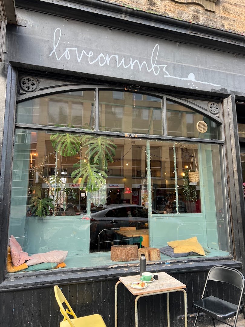 Storefront of Lovecrumbs West Port, specialty coffee shop in Edinburgh