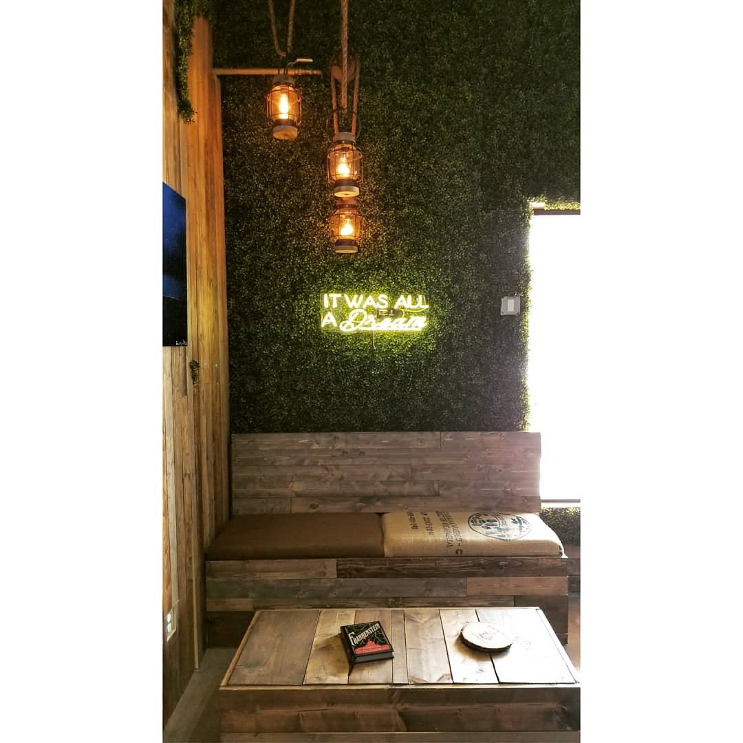 Interior of Brewing Buddha Cafe & Arthouse, specialty coffee shop in Miami
