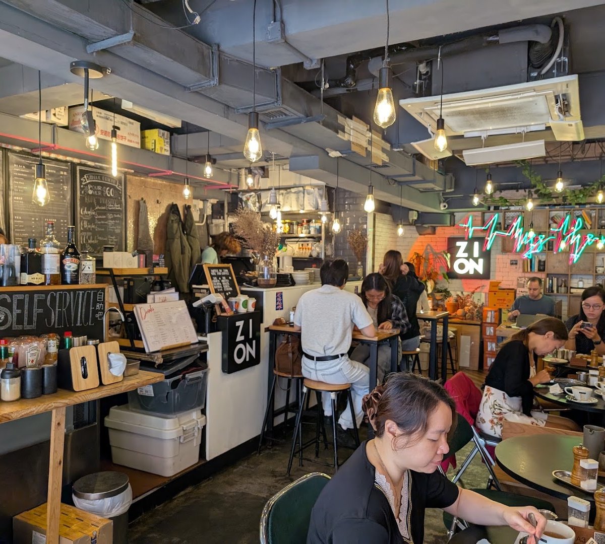 Interior of Coffee by Zion, specialty coffee shop in Hong Kong