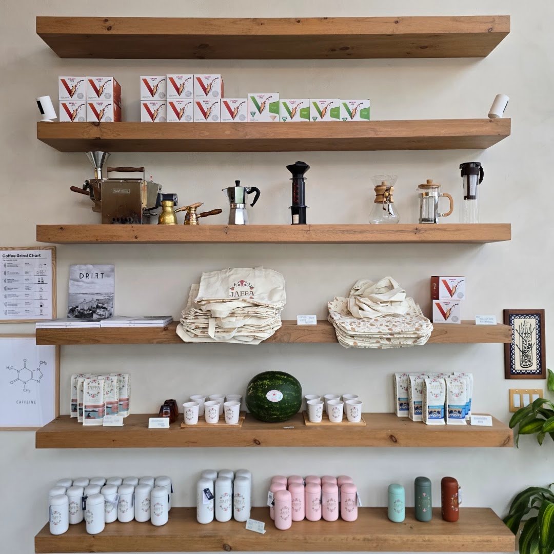 Interior of Jaffa Coffee Roasters, specialty coffee shop in Oakland
