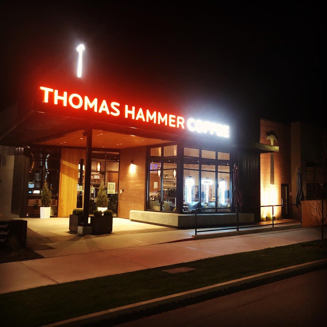 Storefront of Thomas Hammer Coffee Roaster, specialty coffee shop in Spokane