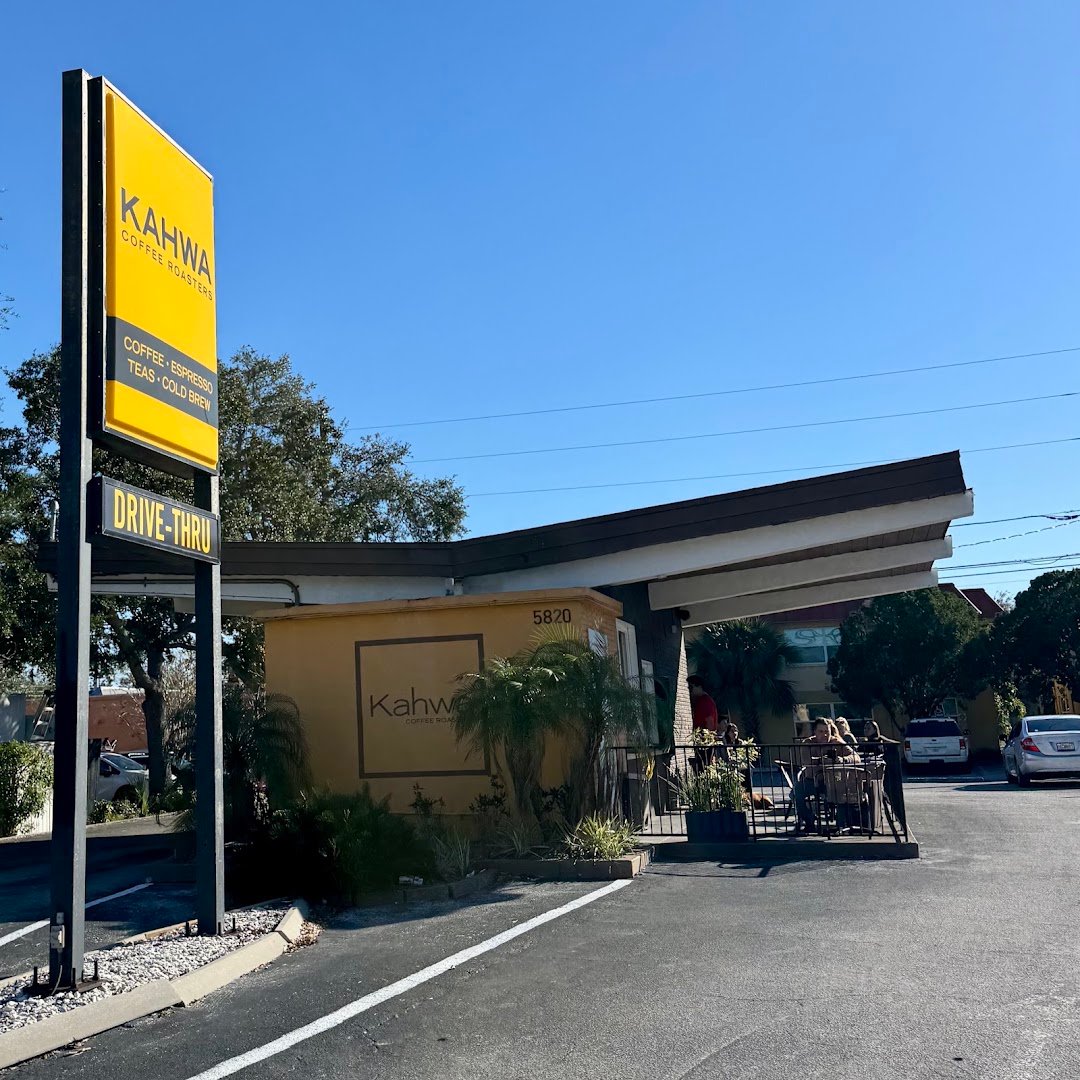 Storefront of Kahwa Coffee, specialty coffee shop in Tampa-St. Petersburg