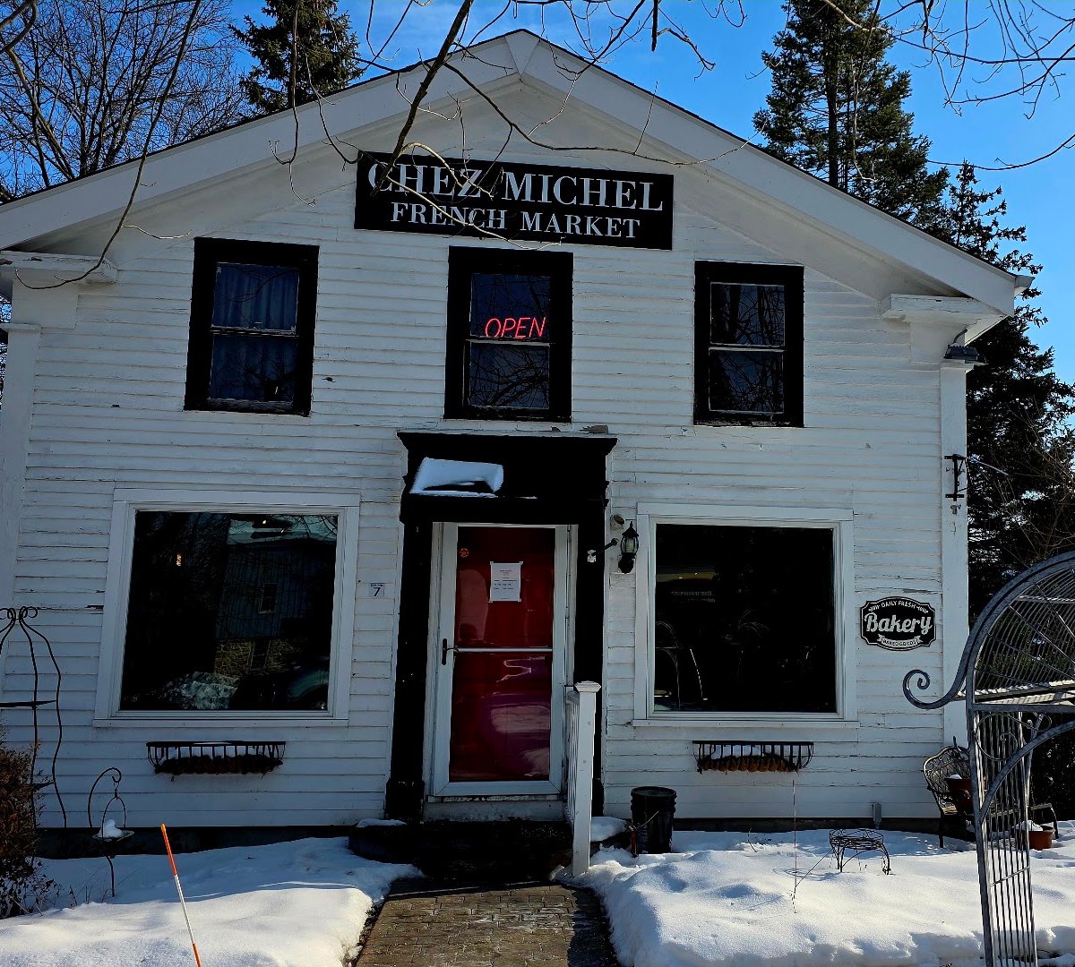 Storefront of Chez Michel, specialty coffee shop in Cleveland