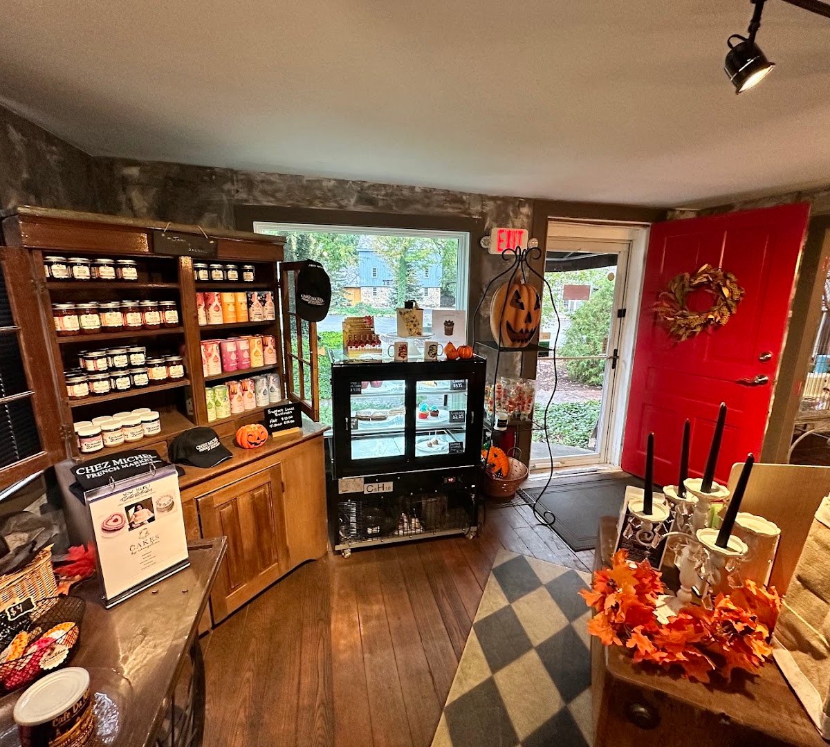 Interior of Chez Michel, specialty coffee shop in Cleveland
