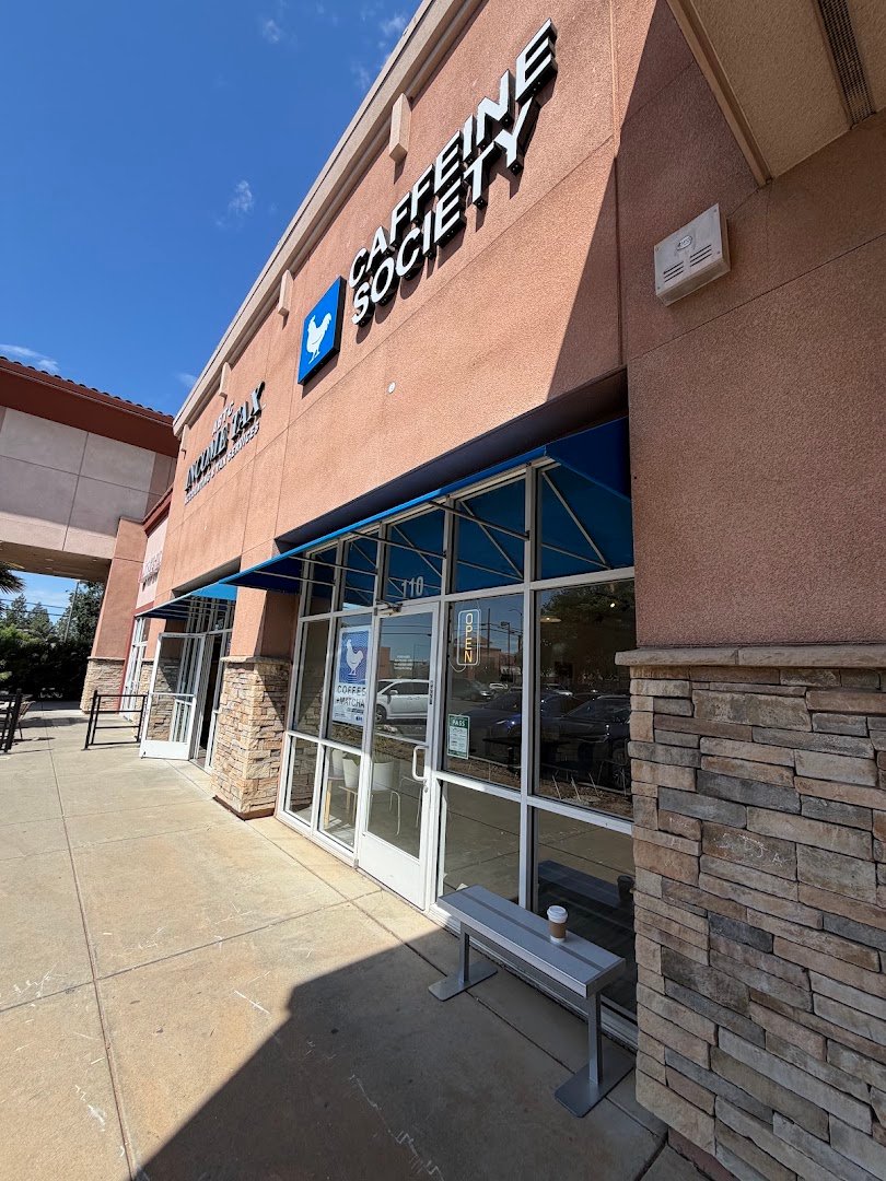 Storefront of Caffeine Society, specialty coffee shop in Sacramento