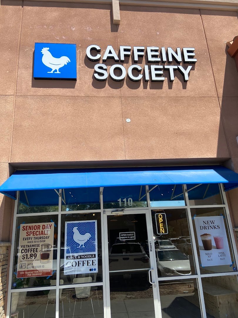 Storefront of Caffeine Society, specialty coffee shop in Sacramento